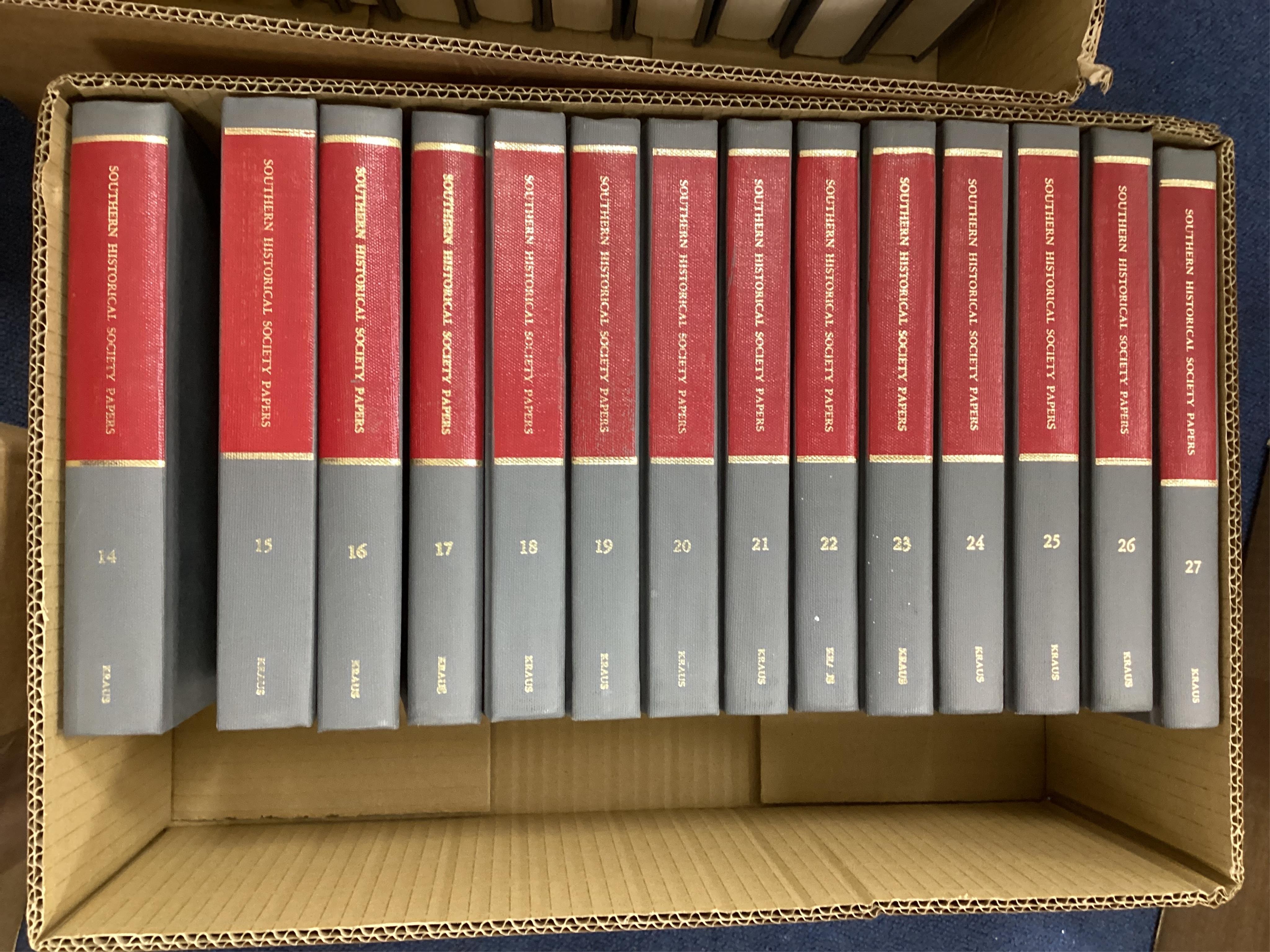 Southern Historical Papers ... reprint edition, 52 vols. original cloth with red labels. New York: Kraus Reprint Co., 1977